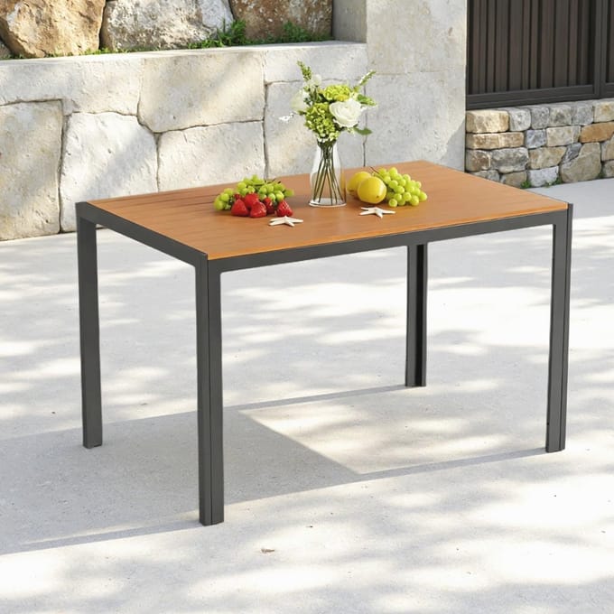 Weerbestendige Tuintafel 110 x 70 cm - Outdoor Eettafel met Aluminium Frame en WPC Blad