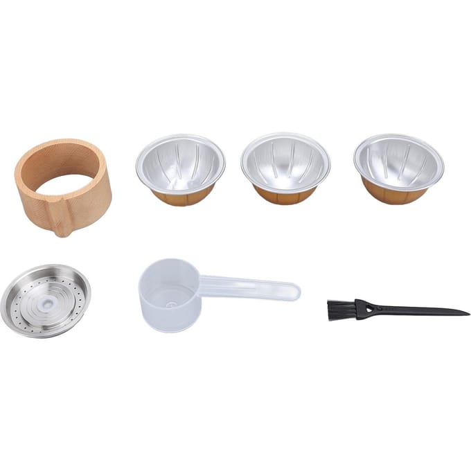 Herbruikbare Koffiecapsules met Schep en Borstel Navulbare Koffiepads Kit voor Vertuo Koffiemachine L white