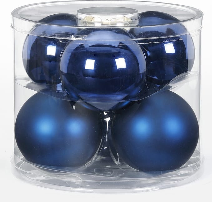 Inge Christmas Grote kerstballen - 6x st - donkerblauw - D10 cm - glas - kerstversiering