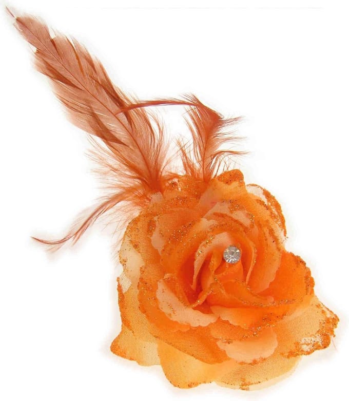 Bloem met speld/clip oranje