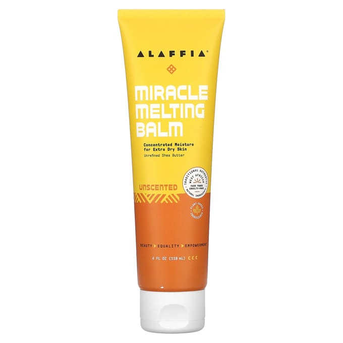 Alaffia, Miracle Melting Balm, Unscented, 4 fl oz (118 ml) yellow