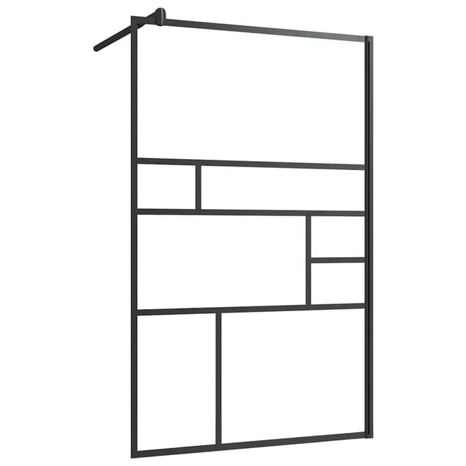 vidaXL - Inloopdouchewand - 100x195 - cm - ESG-glas - transparant - en - zwart