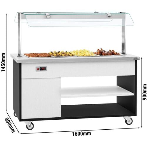 GGM Gastro Buffetwagen warm DANZIG - 1600mm - für 4x GN 1/1 Zilver