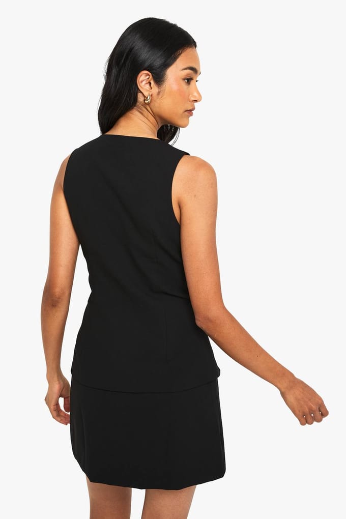 boohoo Dames Op maat gemaakte gilet mini-jurk | Black | Maat: 16