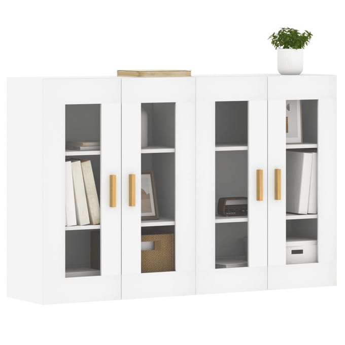 vidaXL - Hangkasten - 2 - st - bewerkt - hout - wit