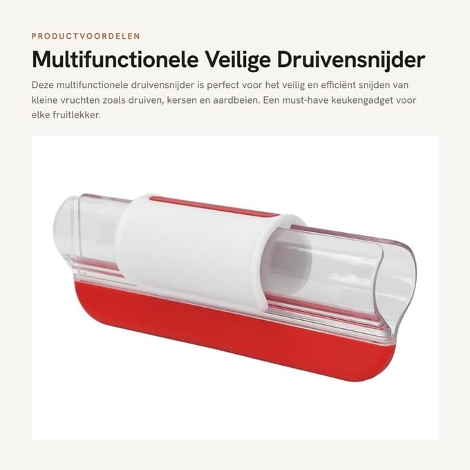 Dailygoods- Druivensnijder Multifunctionele Veilig - Tomatensnijder - Kersen/Aardbeien - Compact - Efficiënt Snijden - Beschermende Constructie - Fruit Snijder