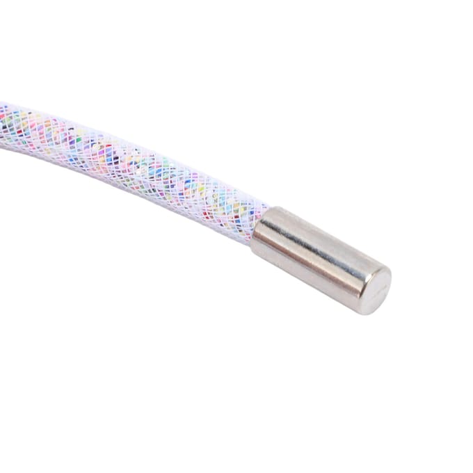 Glanzend Rond Koord 138cm Lengte Gaas en Metaal Multifunctioneel Bling Trekkoord Koord Touw Wit Gaas met Gemengde Kleur white