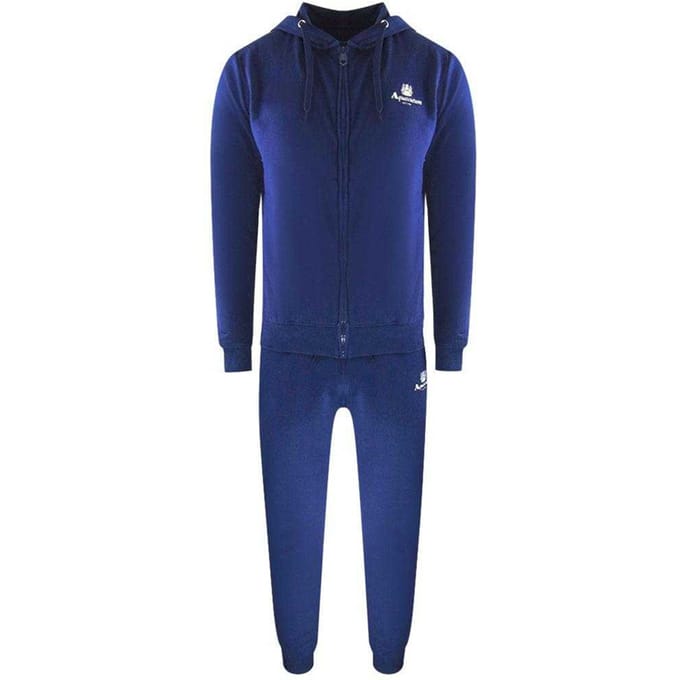 Aquascutum Heren Volledige Rits Trainingspak Set (Blauw)