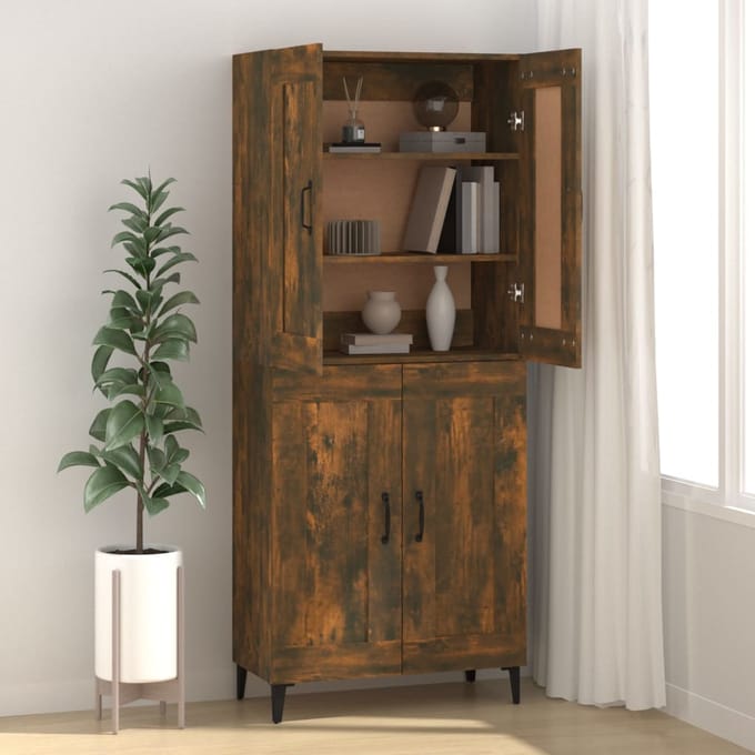 vidaXL - Dressoir - 69,5x34x90 - cm - bewerkt - hout - gerookt - eikenkleurig