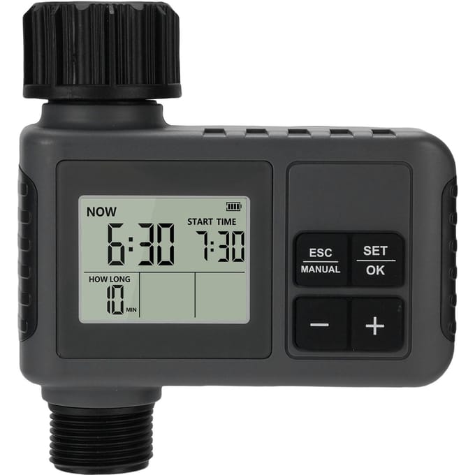 Sproeier Timer Slim Programmeerbaar Digitaal Tuinslang Water Druppelirrigatie met Regenvertraging Handmatig gray