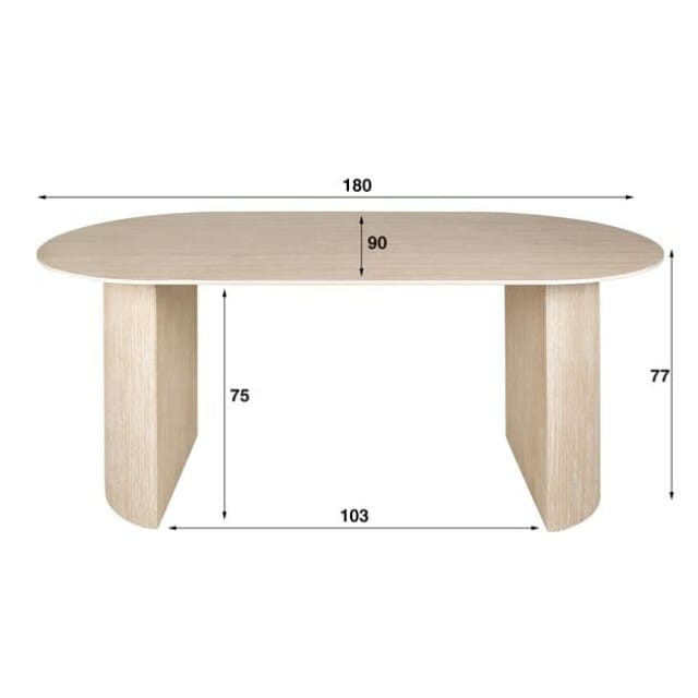 Hoyz Collection - Eetkamertafel Arch - Travertin look 90x180x77