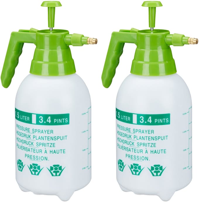 2x drukspuit 1,5 liter - hogedruk plantenspuit - druksproeier - plantensproeier