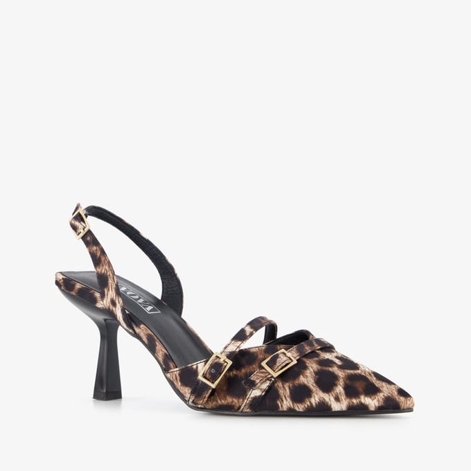 Nova dames pumps met panterprint en stilettohakken zwart bruin - Maat 40