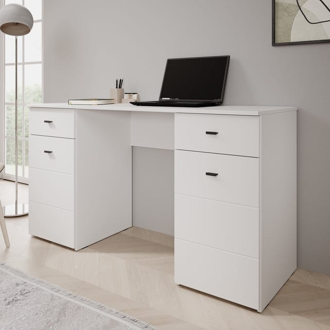 Meubella - Kano - Bureau - Wit - 140x50x77 cm