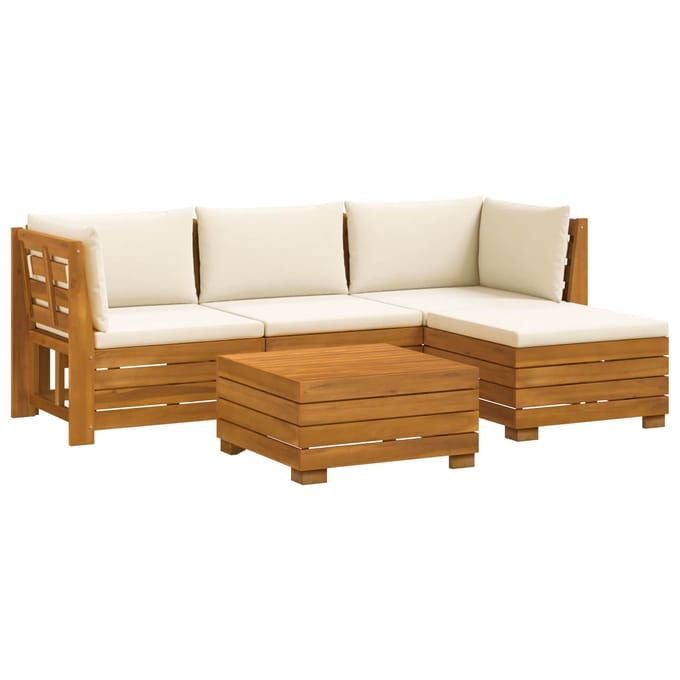 vidaXL - 5 - st - Buiten - bank - set - Massief - Acacia - Hout - Bruin