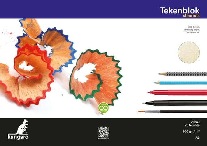 Kangaro tekenblok - A3 - 200 gram - 20 vel - chamois