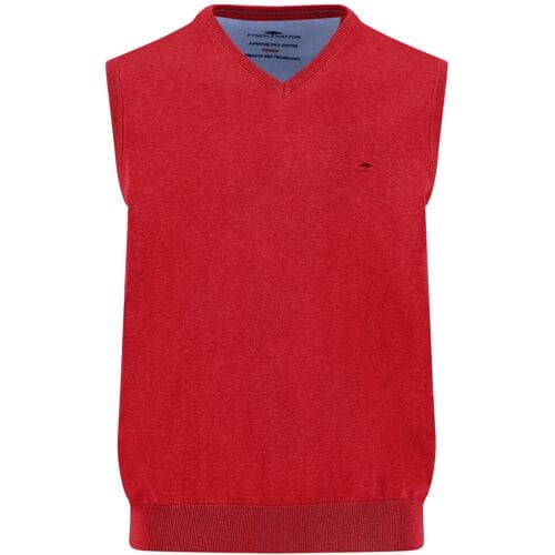 Fynch-Hatton Spencer Uni Color V-Neck Superfine Cotton Tomato / male