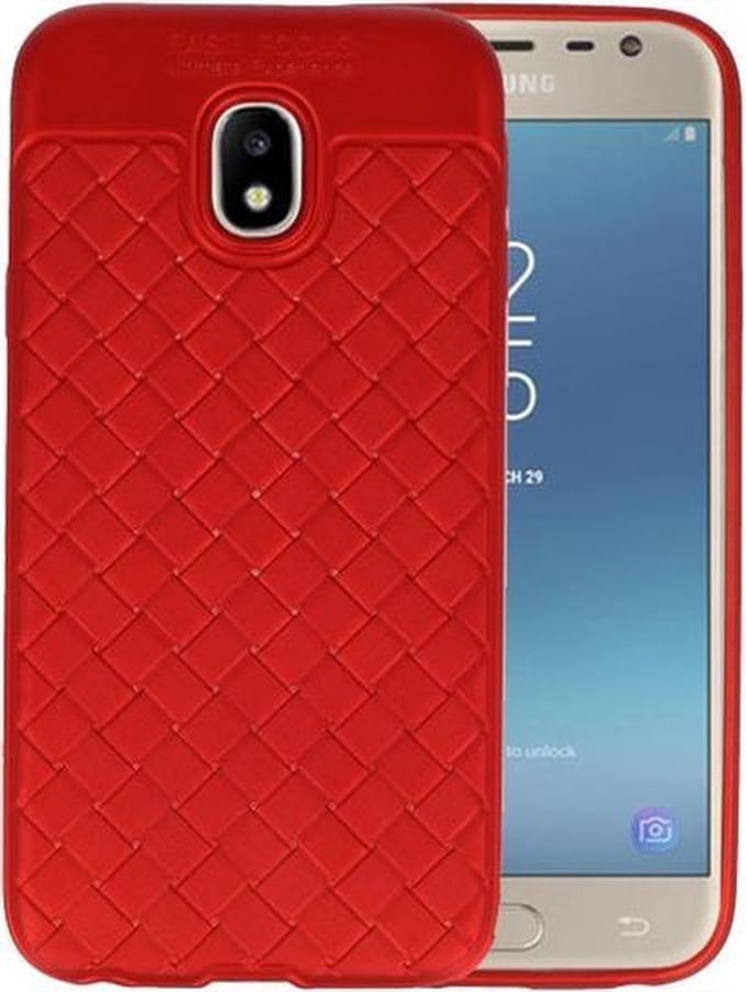 Rood Geweven TPU case hoesje voor Samsung Galaxy J3 2017