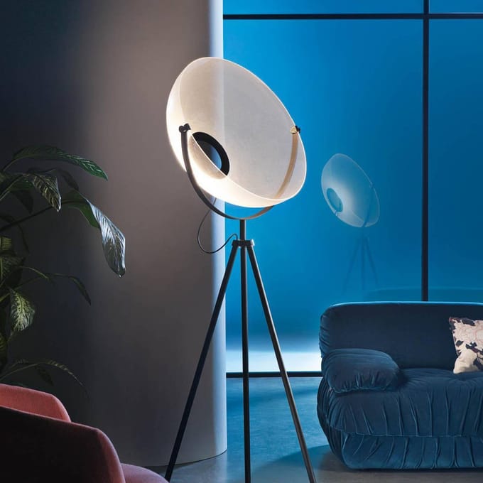 Stilnovo LED vloerlamp Demi Moon, zwart, hoogte 196 cm