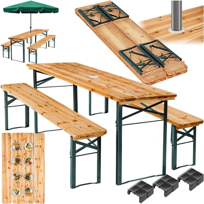 SAVI® Biertafel - Biertafels - Biertafelset - Bruin - 170cm x 23cm x 48cm