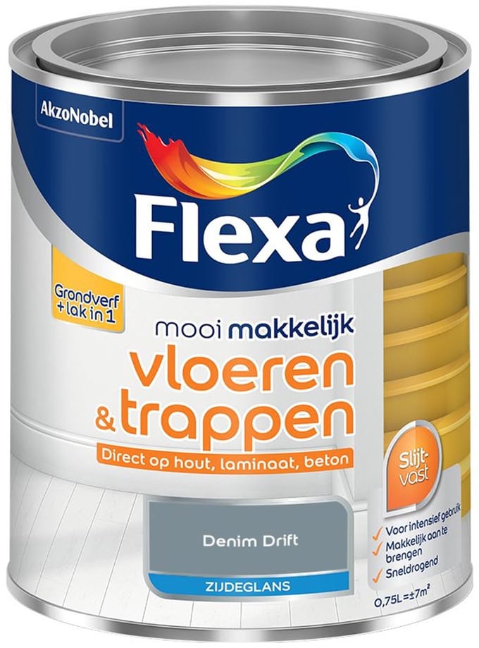 Flexa - Mooi Makkelijk Vloeren & Trappen Zijdeglans - Denim Drift - Mengverf - 750 Ml