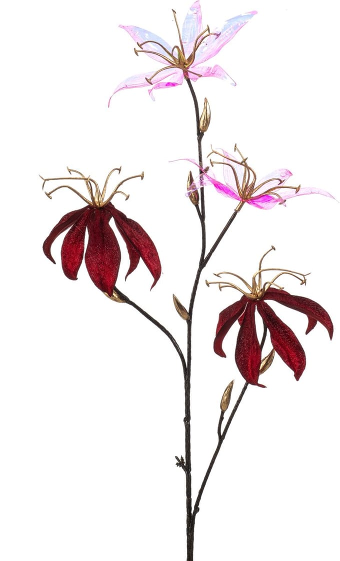 Emerald - Kunstbloem Gloriosa glamour 78cm rood - Kunstplant voor binnen