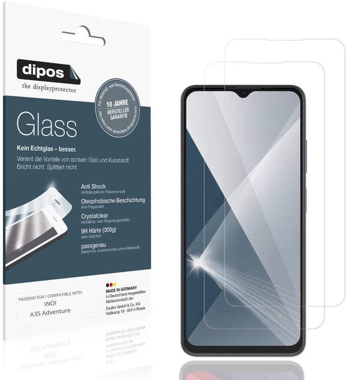 dipos – 2x Pantserfolie geschikt voor INOI A35 Adventure | 9H Screenprotector