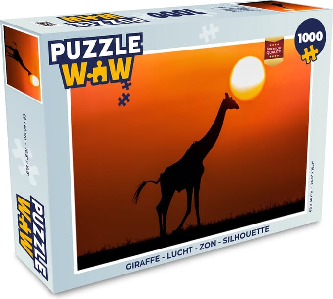 Puzzel Giraffe - Lucht - Zon - Silhouette - Legpuzzel - Puzzel 1000 stukjes volwassenen