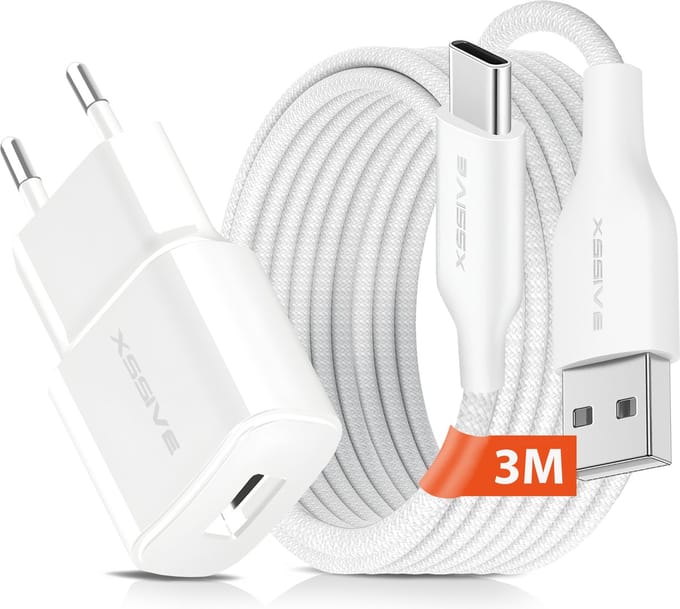 USB Stekker met USB-C Kabel 3 Meter - Universele Oplader