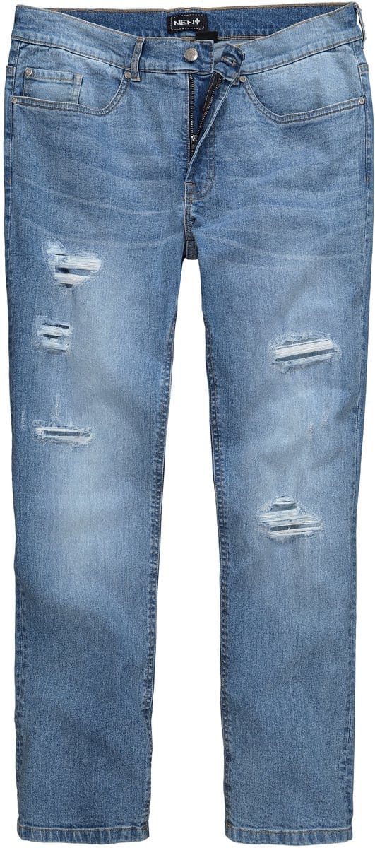 Men Plus - Heren - Jeans Buik-Fit Regular Fit 5-pocket destroyed effect - Blauw denim - Maat 64