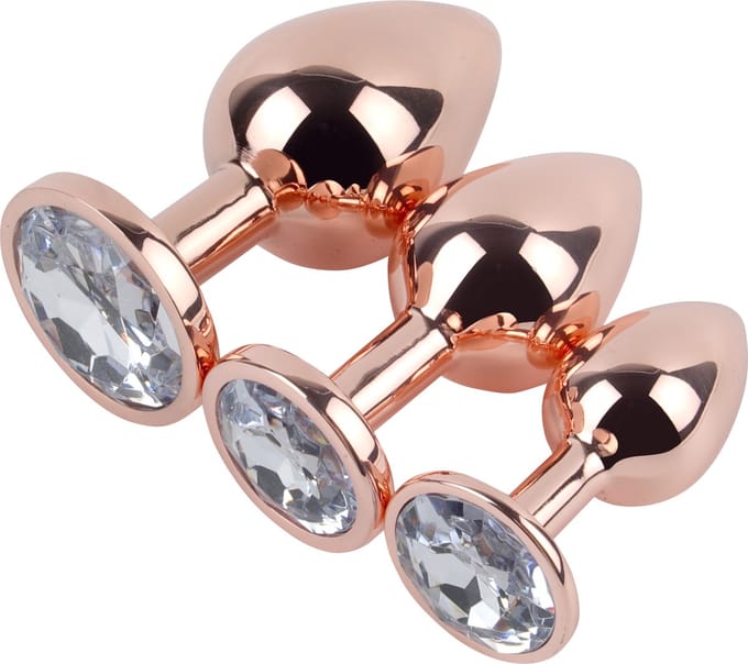 Banoch | Buttplug set van metaal | Aurora - rose goud | wit