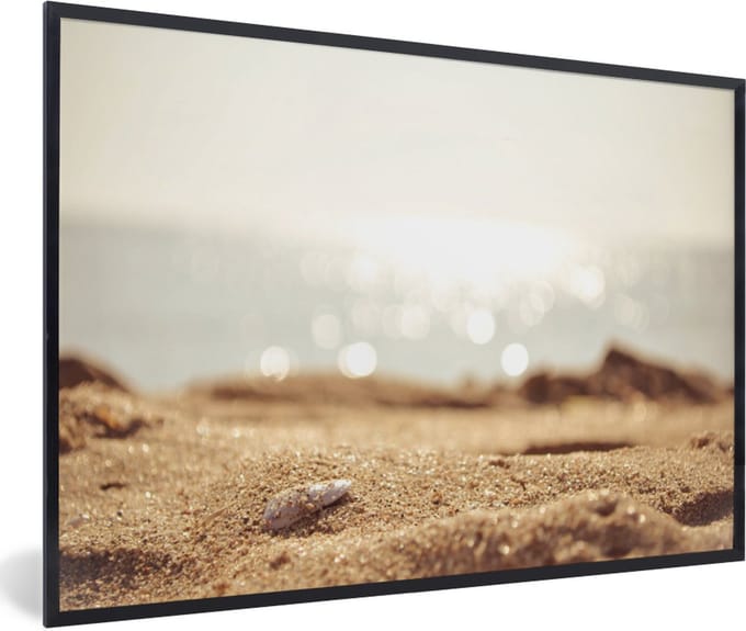 Fotolijst incl. Poster - Strand - Zand - Schelp - 90x60 cm - Posterlijst