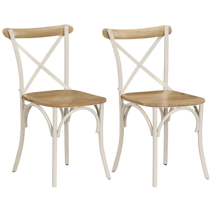 vidaXL - Kruisstoelen - 2 - st - massief - mangohout - wit