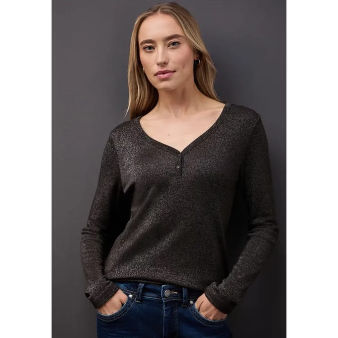 Street One - A324180 - basic shiny shirt w.button