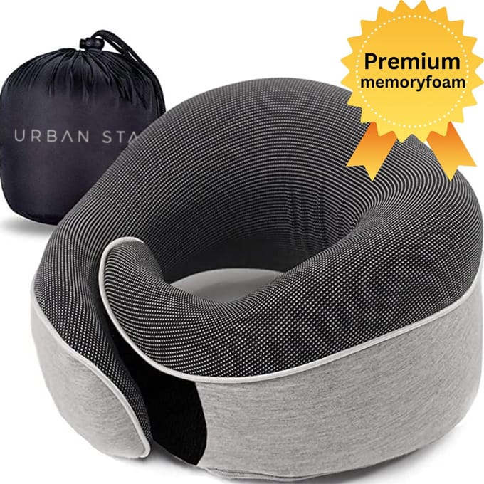 Nekkussen memory foam - vliegtuig traagschuim - premium reiskussen auto - ergonomisch nekkussen - CertiPUR-US® gecertificeerd