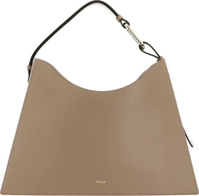 FURLA Leren Schoudertas Nuvola Hobo Greige Taupe