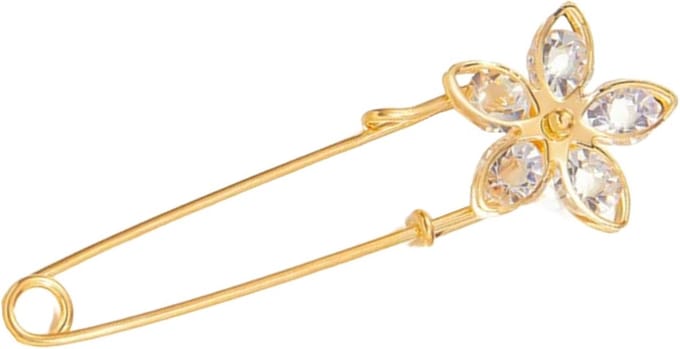 Fako Bijoux® - Sierspeld - Sjaalspeld - Vestspeld - Ster Bloem - Kristal - 75mm - Goudkleurig