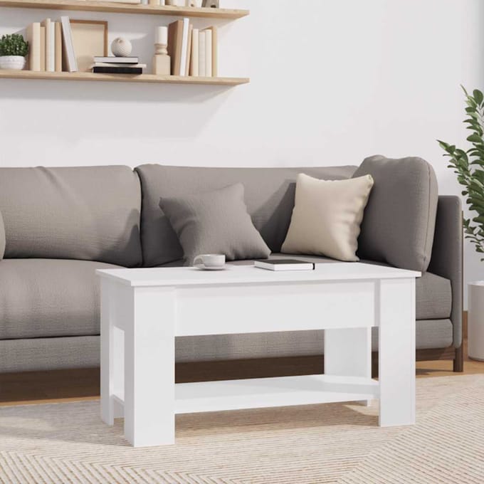 vidaXL - Salontafel - 101x49x52 - cm - bewerkt - hout - wit