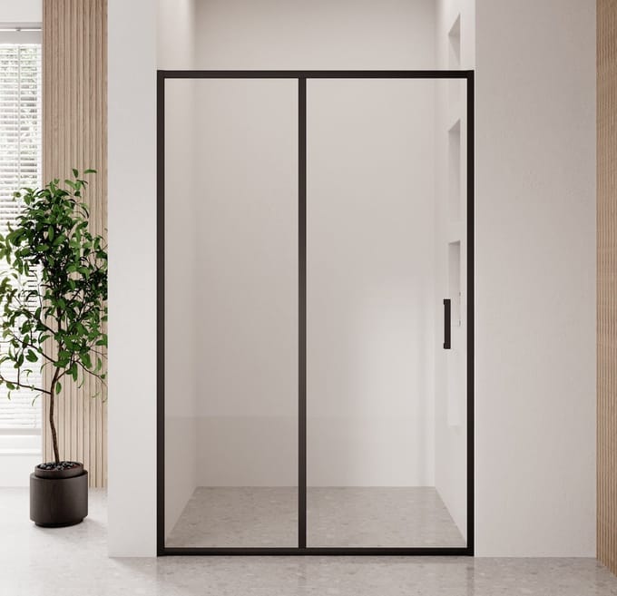 Badplaats Douchewand Calgary 100 x 190 cm – 6 mm Transparant Veiligheidsglas – Inclusief Schuifdeur – Inloopdouche – Zwart