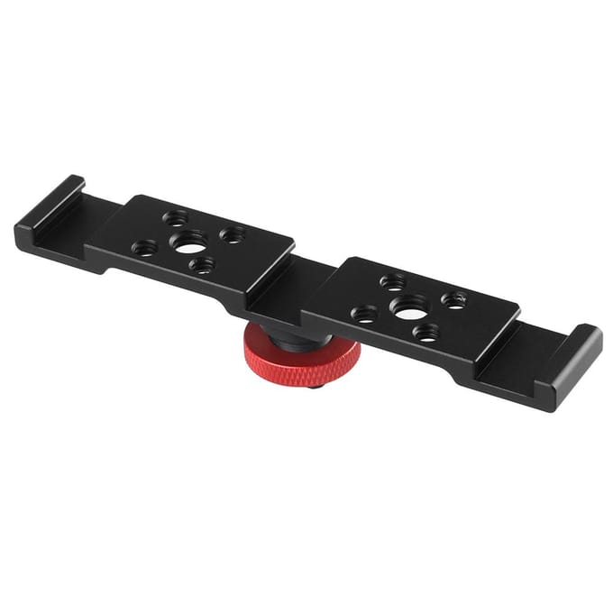 Aluminium drievoudige koude schoen montageplaatbeugel voor camera microfoon LED-lichtmontage zwart