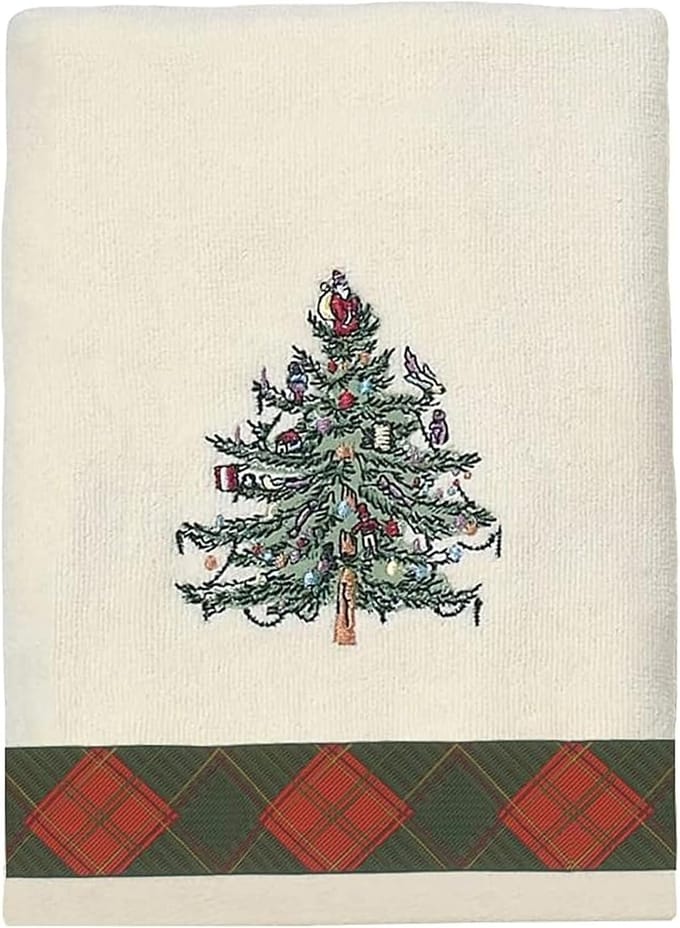 Merkloos Handdoek Kerstboom Tartan 100% Katoen 40x71cm