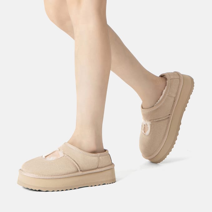EVER AU Australië Vrouwen Gevederde Enkel Platform Slippers