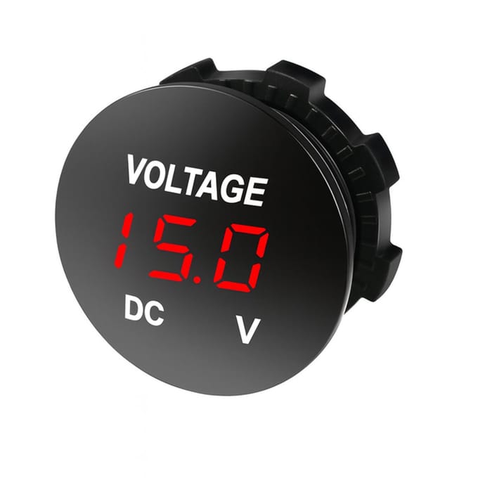 THAR Inbouw Voltmeter 12V/24V – Digitale LED Spanningsmeter - Rood