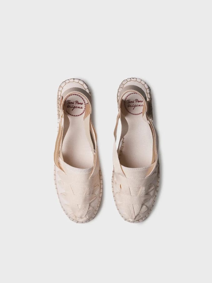 Canvas espadrille met sleehak en linten voor dames | TRACY-CU