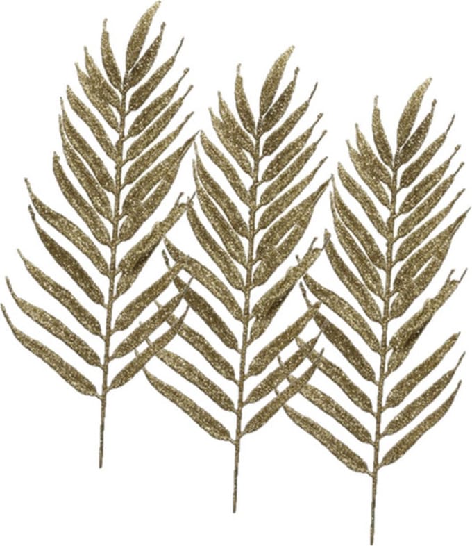 Othmar Decorations Decoratie bladeren - 36x - glitter goud - 29 cm - kerstdecoratie - insteek blaadjes
