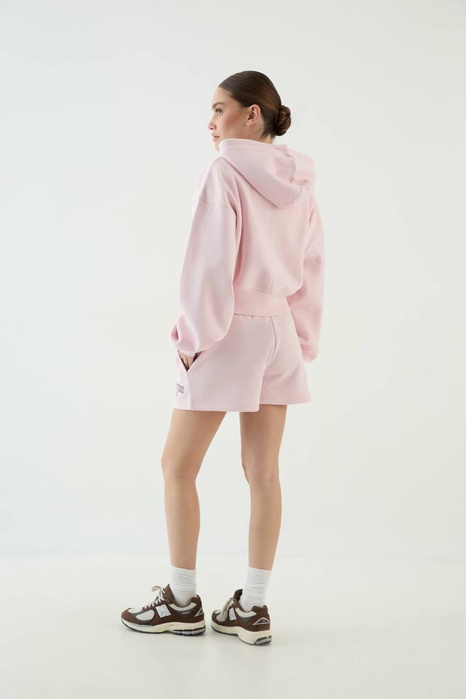Dames Dsgn Studio Applique Boxy Crop Hoodie Met Rits | Lichtroze | Maat: Medium