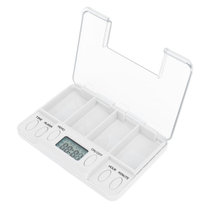 Draagbare Slimme Medicijnherinneringsdoos Elektronische Medicijndispenser Digitale Medicijnopbergdoos wit
