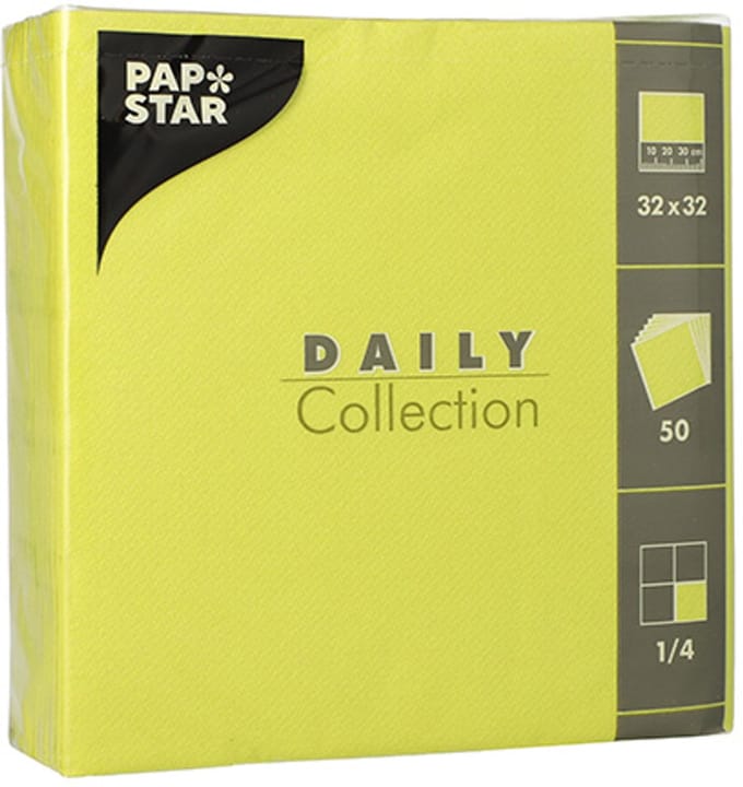 14x 50 Servetten DAILY Collection 1/4 vouw 32 cm x 32 cm lime