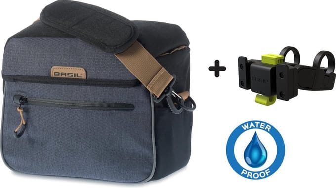 Basil Miles Waterdichte Stuurtas - Zwart - 6 Liter - incl. Basil KF Handlebar Holder Stuurbochthouder