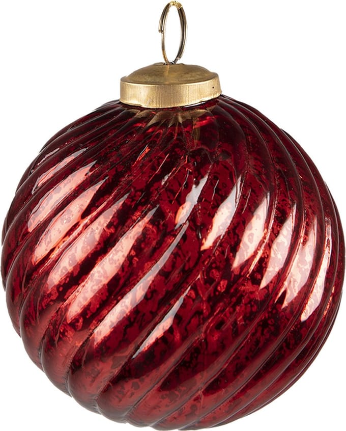 Clayre & Eef Kerstbal Overig Ø 9 cm Rood Glas Kerstballen